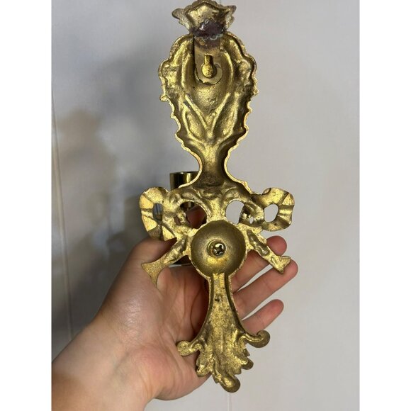VTG Brass Wall Candle Sconce 9"x6" Decorative Candlestick Holder for Home Decor - Picture 5 of 9